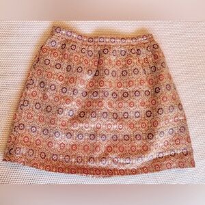 PEEK Metallic Gold Purple Brocade Lined Fancy Multicolor Floral Mini Skirt